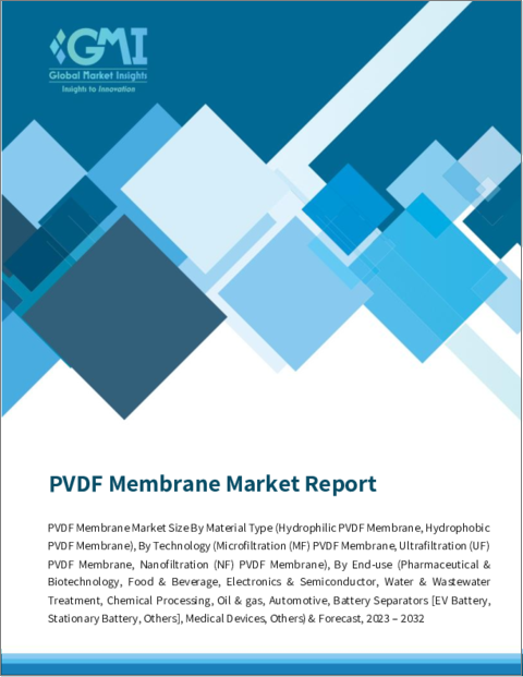 表紙：PVDF膜市場規模：素材タイプ別、技術別、最終用途別＆予測、2023年～2032年