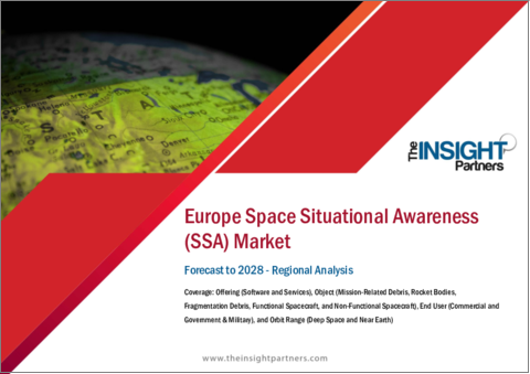 表紙：欧州の宇宙状況認識市場の2028年までの予測-地域別分析-提供、対象、エンドユーザー、軌道範囲別