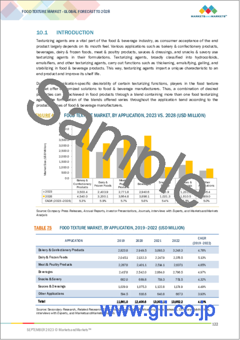 サンプル2：食品テクスチャー成分の世界市場 (～2028年)：タイプ (セルロース誘導体・ガム・ペクチン・ゼラチン・デンプン・イヌリン・デキストリン)・原料・形態 (ドライ・リキッド)・用途 (ベーカリー&菓子類・乳製品&冷凍食品)・機能・地域別
