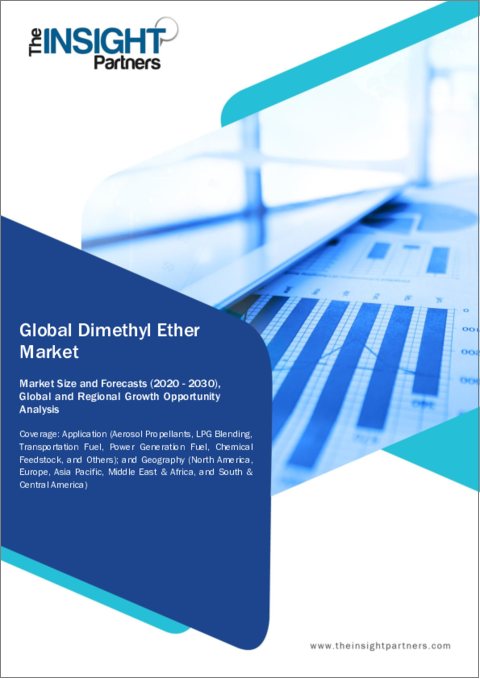 表紙：ジメチルエーテル市場規模・予測、世界・地域別シェア、動向、成長機会分析レポート対象範囲：用途別