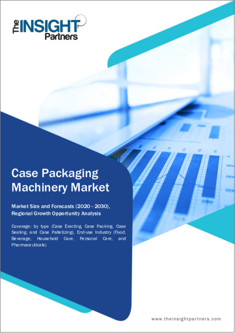 表紙：北米のケース包装機市場規模予測、地域別シェア、動向、成長機会分析調査範囲タイプ別；および最終用途産業別