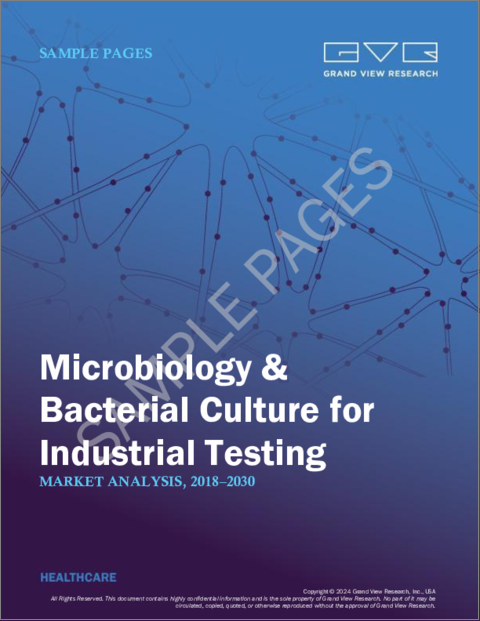表紙：工業検査用微生物および細菌培養の市場規模、シェア、動向分析レポート：消耗品別、用途別、地域別、セグメント予測、2023-2030年