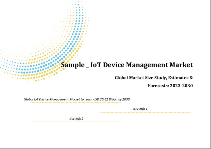 表紙：IoTデバイス管理の世界市場規模調査・予測、カテゴリ別、ソリューション別、サービス別、組織規模別、業種別、地域別分析、2023年～2030年