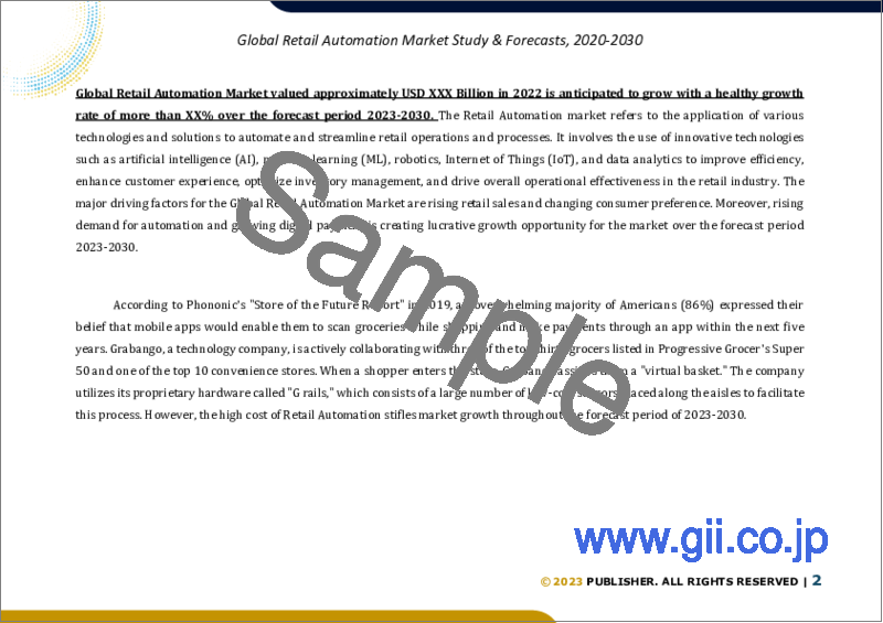 サンプル1：リテールオートメーションの世界市場規模調査＆予測、タイプ別、エンドユーザー別、地域別分析、2023-2030年