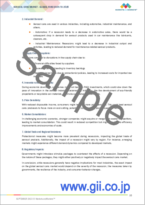 サンプル1：エアゾール缶の世界市場：材質別、製品タイプ別、タイプ別、最終用途分野別、地域別-2028年までの予測