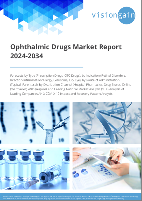 表紙：眼科薬の世界市場：2024-2034年