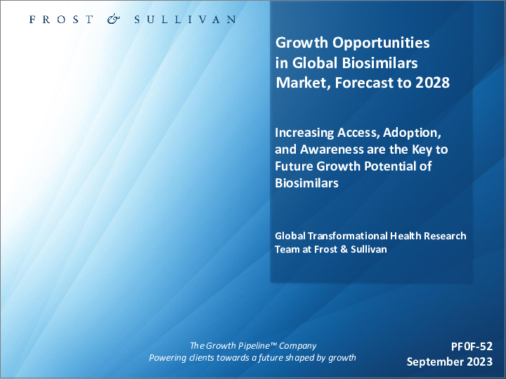 表紙：バイオシミラーの世界市場における成長機会、2028年までの予測