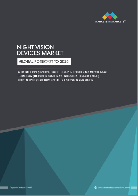 表紙：暗視装置の世界市場：製品タイプ別、技術別、取り付けタイプ別、用途別、地域別 - 予測（～2028年）