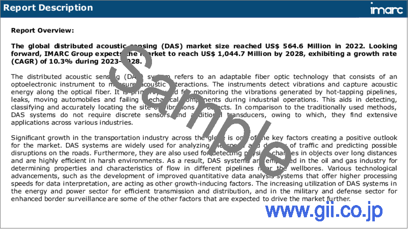 サンプル1：分散型音響センシング（DAS）市場：世界の産業動向、シェア、規模、成長、機会、2023-2028年予測