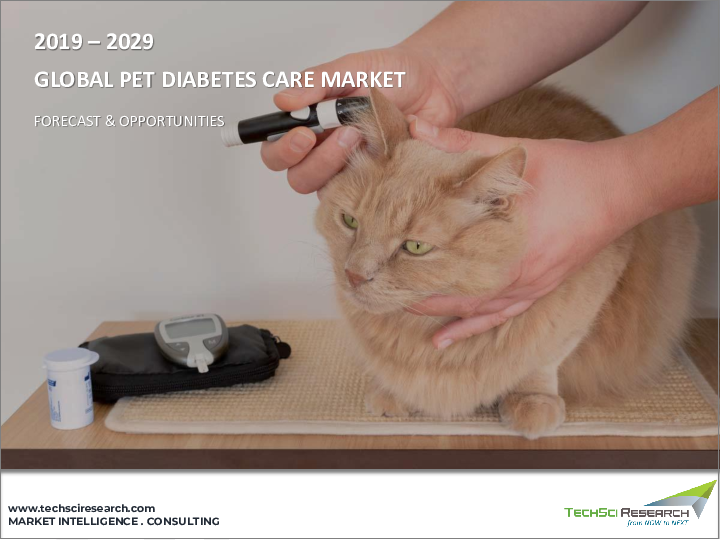 表紙：ペット糖尿病ケア市場-世界の産業規模、シェア、動向、機会、予測、2018～2028年、動物タイプ別、ソリューション別、流通チャネル別、地域別、競合