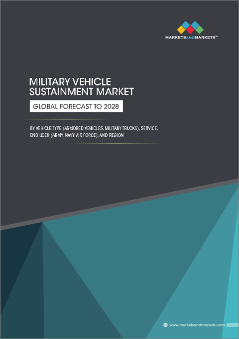 表紙：軍用車両維持の世界市場：車両タイプ別、サービス別、エンドユーザー別、地域別 - 2028年までの予測