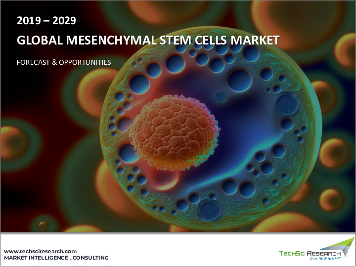 表紙：間葉系幹細胞市場、2028年-世界の産業規模、動向、機会、予測、2018-2028年製品・サービス別、ワークフロー別、製品タイプ別、単離元別、適応症別、用途別、地域別、競合
