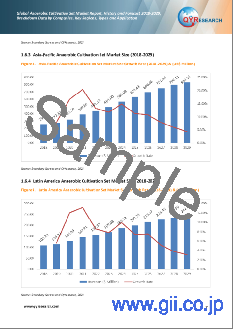 サンプル1：嫌気培養セットの世界市場：実績と予測（2018年～2029年）