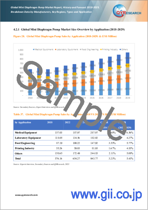 サンプル2：小型ダイヤフラムポンプの世界市場、実績と予測（2018年～2029年）