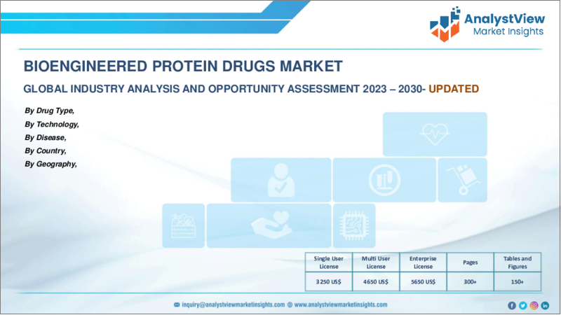 表紙：バイオエンジニアリングタンパク質医薬品市場：医薬品タイプ別、疾患別、技術別、国別、地域別 - 産業分析、市場規模、市場シェア、予測（2023～2030年）