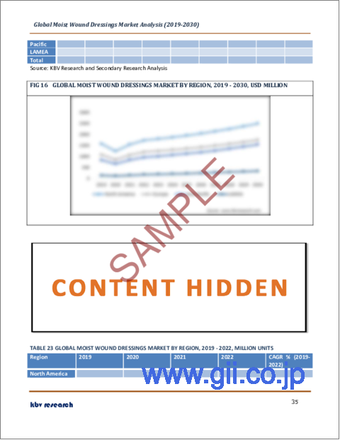 サンプル2：湿潤創傷被覆材の世界市場規模、シェア、産業動向分析レポート：用途別、最終用途別、製品別、地域別展望と予測、2023年～2030年