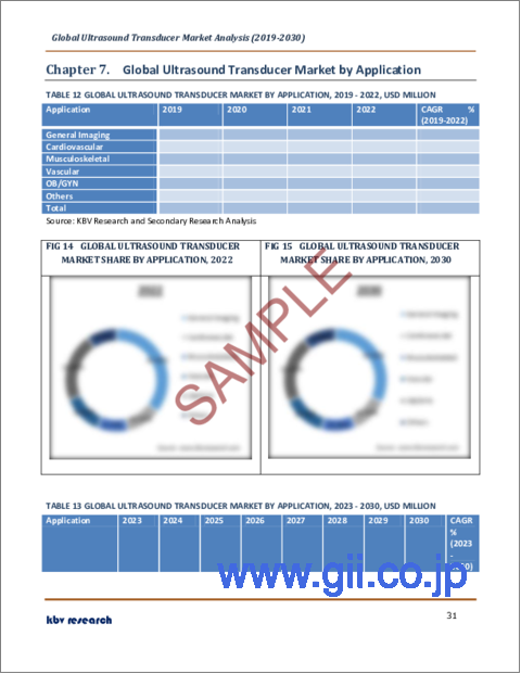 サンプル2：超音波トランスデューサの世界市場規模、シェア、産業動向分析レポート：製品タイプ別、最終用途別、地域別展望と予測、2023年～2030年