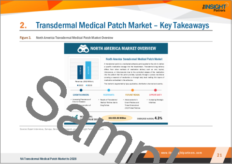 サンプル1：北米の医療用経皮吸収パッチ市場の2028年までの予測-地域別分析-タイプ別、用途別、流通チャネル別