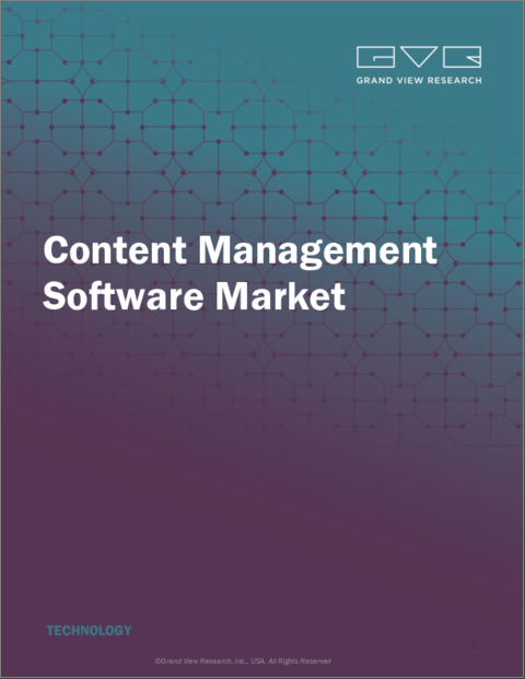 表紙：コンテンツ管理ソフトウェア（CMS）の市場規模、シェア、動向分析レポート：タイプ別、ソリューション別、展開別、企業規模別、最終用途別、セグメント予測、2023年～2030年