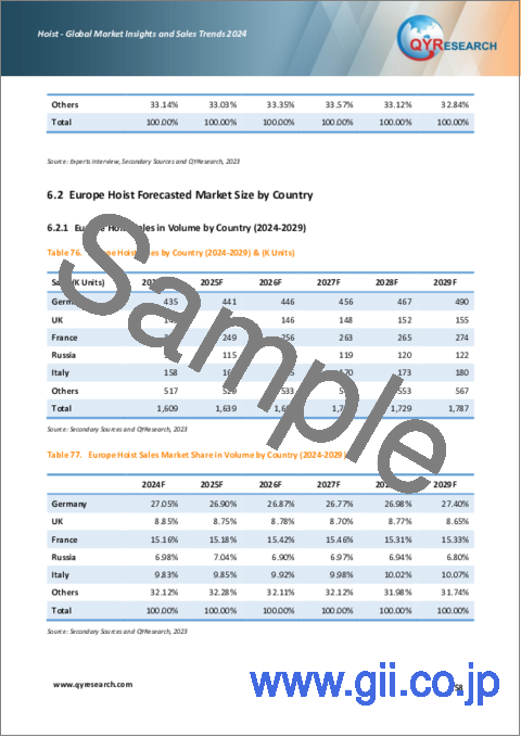 サンプル2：ホイスト：世界市場の分析・販売動向 (2024年)