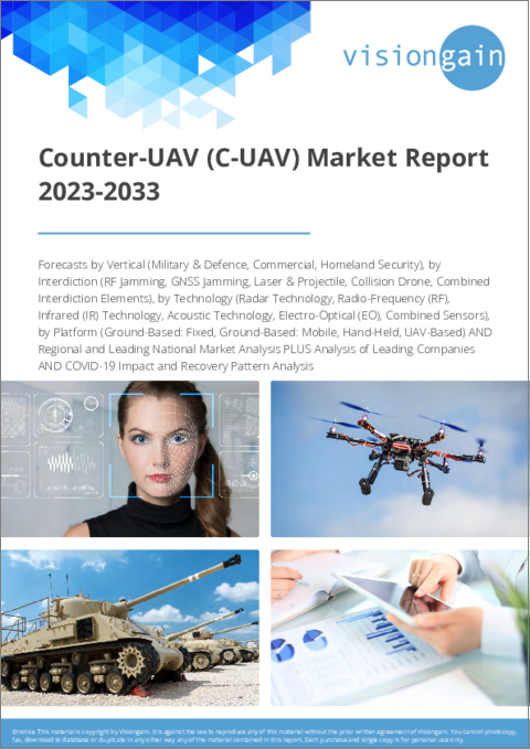 表紙：カウンターUAV (C-UAV) の世界市場：2023-2033年