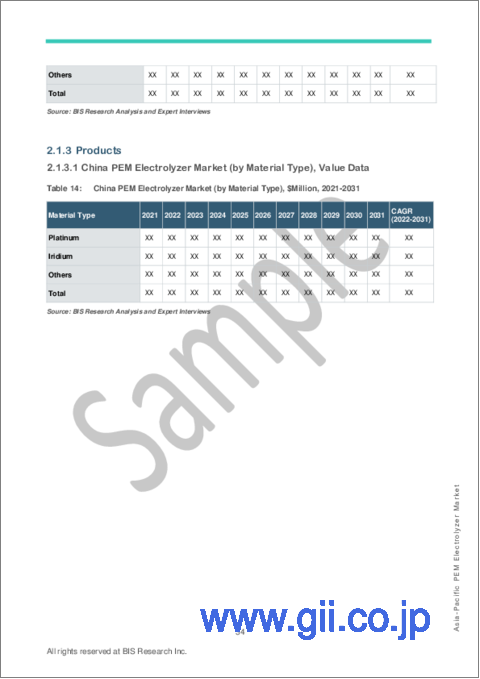 サンプル2：アジア太平洋地域のPEM電解槽市場：2022-2031年