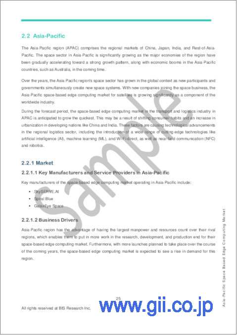 サンプル2：アジア太平洋地域の宇宙ベースエッジコンピューティング市場：2023-2033年