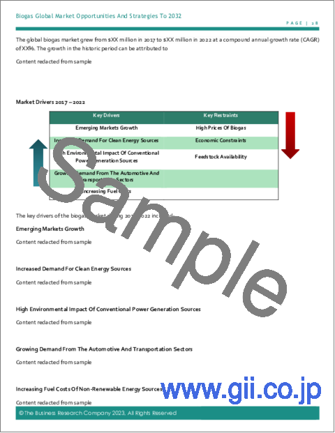 サンプル1：2032年までのバイオガスの世界市場機会と戦略