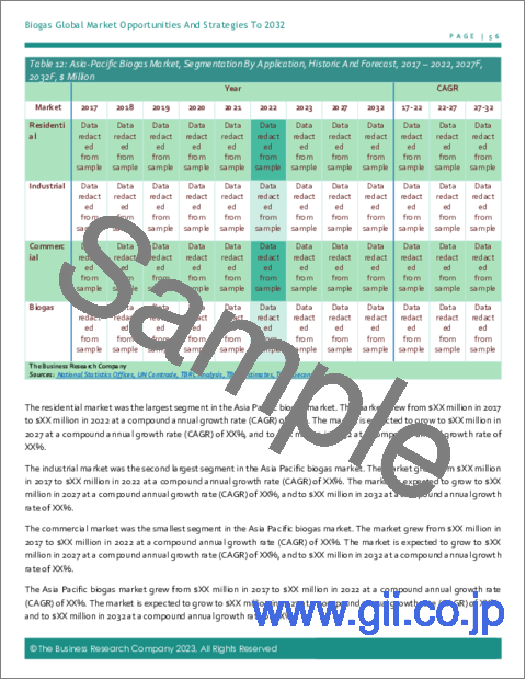 サンプル2：2032年までのバイオガスの世界市場機会と戦略
