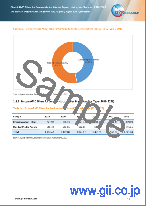 サンプル1：半導体用AMCフィルターの世界市場：実績と予測（2018年～2029年）