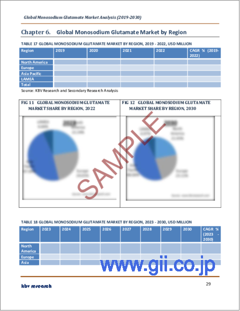 サンプル2：グルタミン酸ナトリウムの世界市場規模、シェア、産業動向分析レポート：販売チャネル別、エンドユーザー別、地域別展望と予測、2023年～2030年