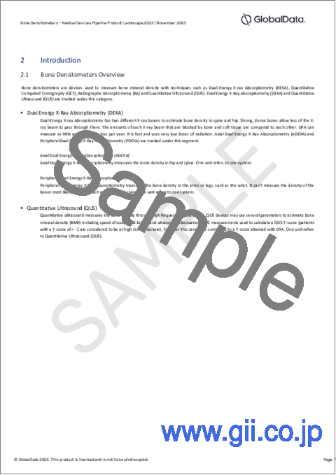 サンプル1：骨密度計市場：パイプラインレポート（開発段階、セグメント、地域、規制経路、主要企業など）