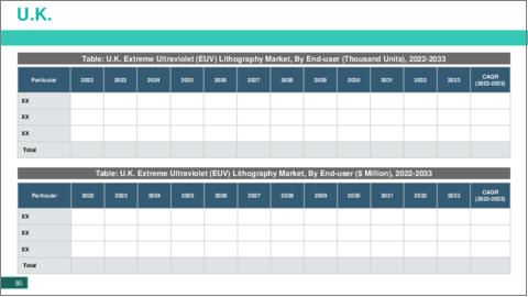 サンプル2：極端紫外線（EUV）リソグラフィ市場- 世界および地域別分析（2023年～2033年）
