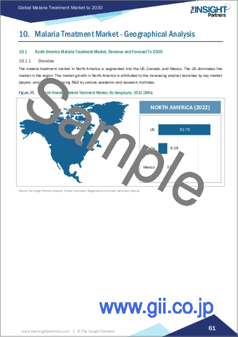 サンプル2：マラリア治療市場規模・予測、世界および地域別シェア、動向、成長機会分析レポート対象範囲：治療薬別、投与経路別、流通チャネル別