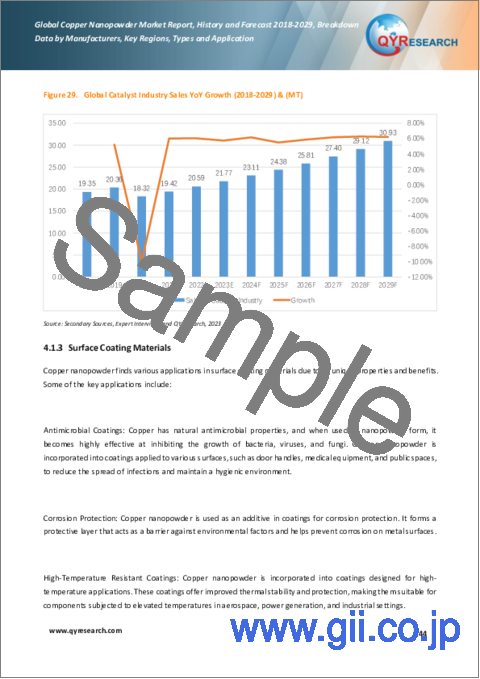 サンプル2：銅ナノパウダーの世界市場、実績と予測（2018年～2029年）
