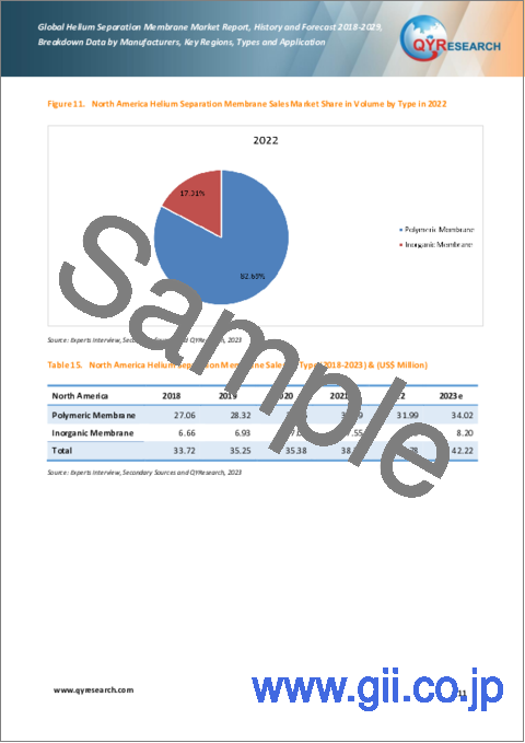 サンプル1：ヘリウム分離膜の世界市場、実績と予測（2018年～2029年）