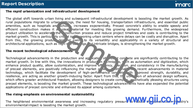サンプル1：プレキャストコンクリート市場：世界の産業動向、シェア、規模、成長、機会、2023-2028年予測