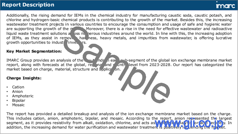 サンプル1：イオン交換膜市場：世界の産業動向、シェア、規模、成長、機会、2023-2028年予測
