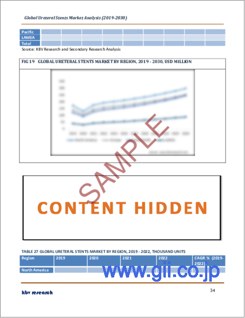 サンプル2：尿管ステントの世界市場規模、シェア、産業動向分析レポート：エンドユーザー別、材料別、製品別、用途別、地域別展望と予測、2023年～2030年