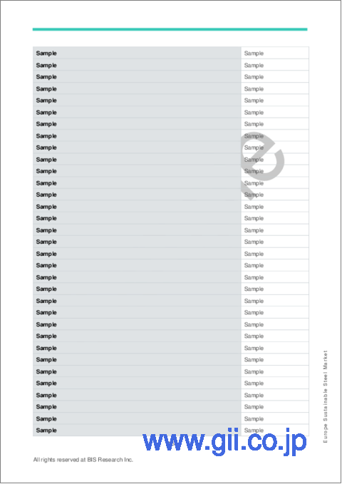 サンプル1：欧州のサステナブルスチール市場の分析・予測：2022-2031年