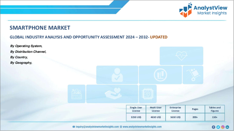 表紙:スマートフォン市場:オペレーティングシステム別、流通チャネル別、国別、地域別 - 産業分析、市場規模、市場シェア、予測、2023年~2030年