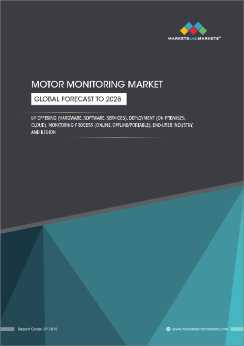 表紙：モーター監視の世界市場：提供区分別、展開別、監視プロセス別、最終用途別、地域別- 2028年までの予測