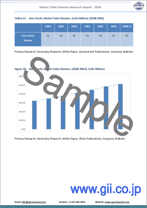 サンプル2：トイレクリーナーの世界市場 (～2033年)：製品・流通チャネル別の市場規模・予測・地域的展望・競合戦略
