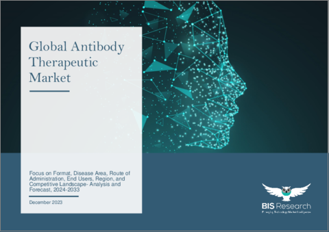 表紙：抗体治療薬の世界市場：形態別、疾患領域別、投与経路別、エンドユーザー別、地域別、競合情勢-分析と予測（2024年～2033年）