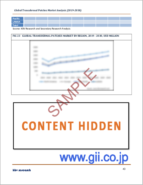 サンプル2：経皮パッチの世界市場規模、シェア、産業動向分析レポート：エンドユーザー別、流通チャネル別、粘着剤タイプ別、パッチタイプ別、地域別展望と予測、2023年～2030年