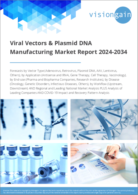 表紙：ウイルスベクターおよびプラスミドDNA製造の世界市場：2024-2034年