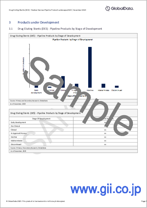 サンプル2：薬剤溶出ステント（DES）市場：パイプラインレポート（開発段階、セグメント、地域・国、規制経路、主要企業）