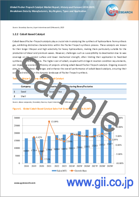 サンプル1：フィッシャートロプシュ触媒の世界市場：2018-2029年