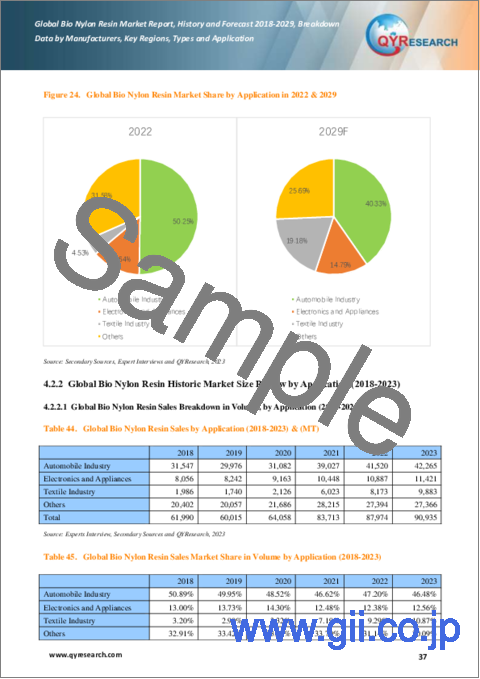 サンプル2：バイオナイロン樹脂の世界市場：実績と予測、2018-2029年