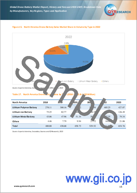 サンプル1：ドローン用電池の世界市場：2023-2029年
